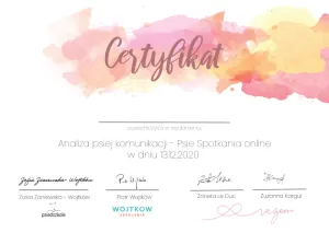 Dyplom Analiza psiej komunikacji - Psie spotkania online - Wojtków Szkolenia