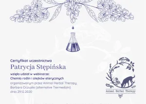 Dyplom Chemia roślin i olejków eterycznych - Barbara Oczujda