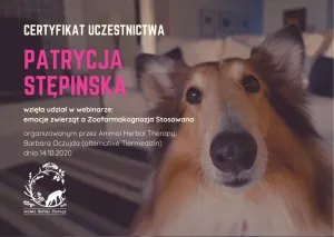 Dyplom Emocje zwierząt a zoofarmakognozja stosowana - Barbara Oczujda