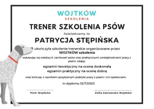 Dyplom Trener szkolenia psów - Wojtków Szkolenia